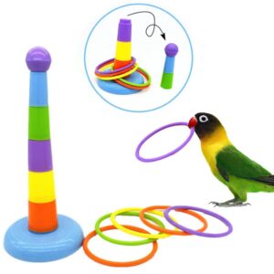 1 Bird Toy Set Height Adjustable Toss Ring Bird Training Toy Bird
